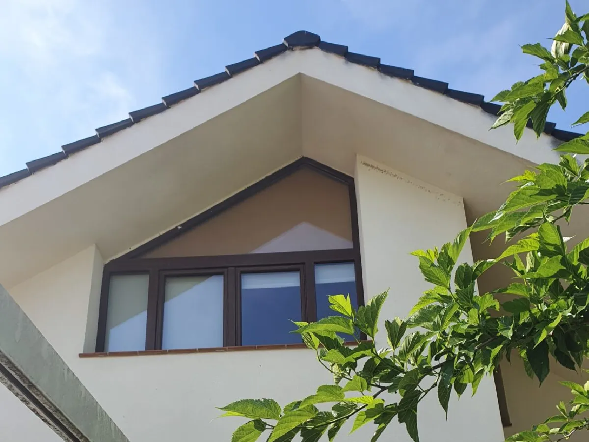 Fenêtre PVC ton bois en pignon